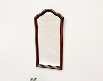 ヴィンテージ彫刻木製フレームの斜めミラー：壁掛け、29.5インチ x