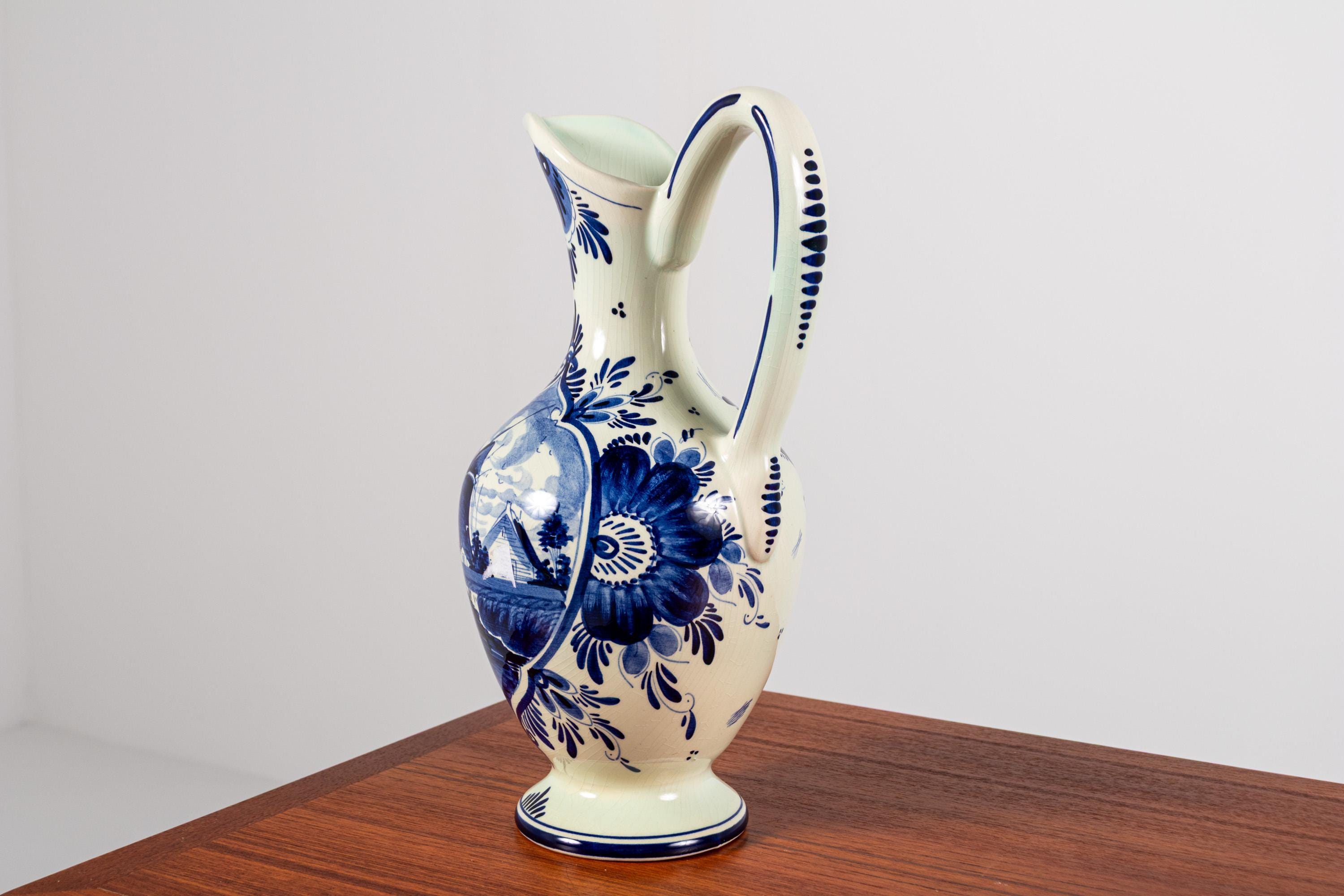 Delfts 146k Holland 手描き 花瓶 ピッチャー ヴィンテージ Delfts