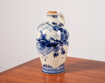 Vintage Erven Lucas Bols Delft Blue Ceramic Gin Bottle, Amsterdam Holland