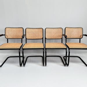 Set of 4 Cesca Cane Chairs by Marcel Breuer for Thonet, 1980s