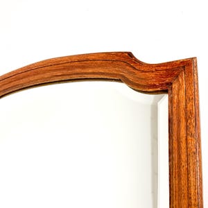 Vintage Wood Framed Mirror | Wall Hanging Mirror with Beveled Glass image 5