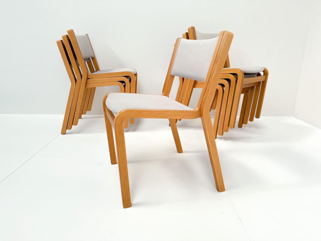 Set of 8 Danish Modern Bentwood Beech Stacking Chairs, 1970s - Etsy