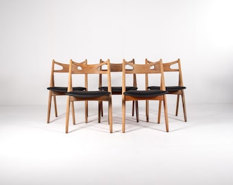 Zaagbokstoelen van Hans J. Wegner – Set van 5, model CH29, eikenhout, jaren 1950