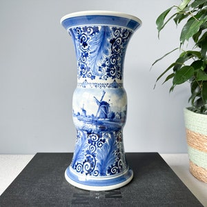 Vintage Royal Delft/De Porceleyne Fles Delft Blue Vase 1942, 12&quot; High, Royal Delft Vase, Original Delftware