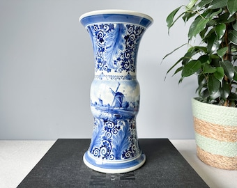 Vintage Royal Delft/De Porceleyne Fles Delft Blue Vase 1942, 12" High, Royal Delft Vase, Original Delftware
