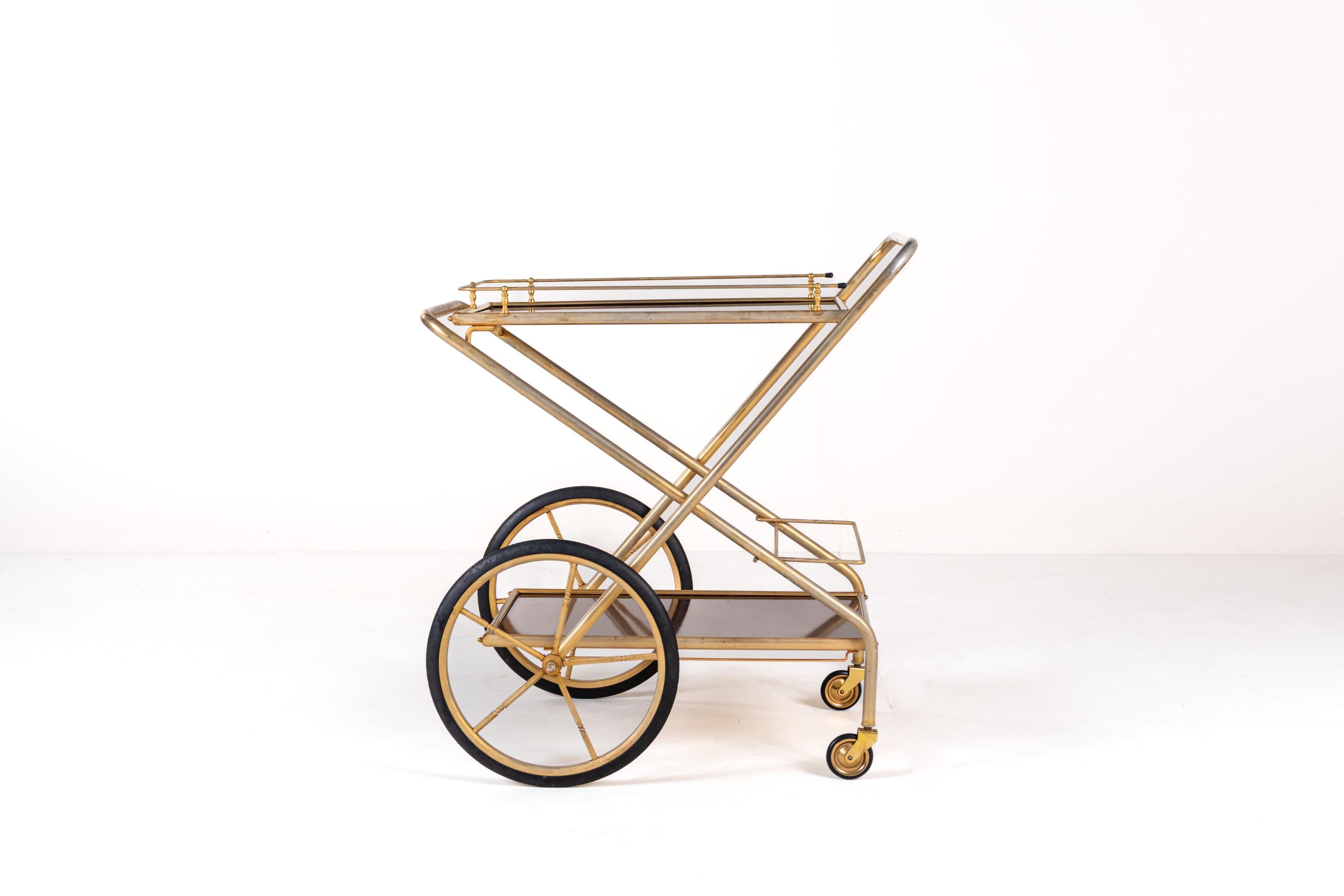 Roues De Chariot De Bar – Laiton Massif – Lot De 9 – Dorées – Reproduction