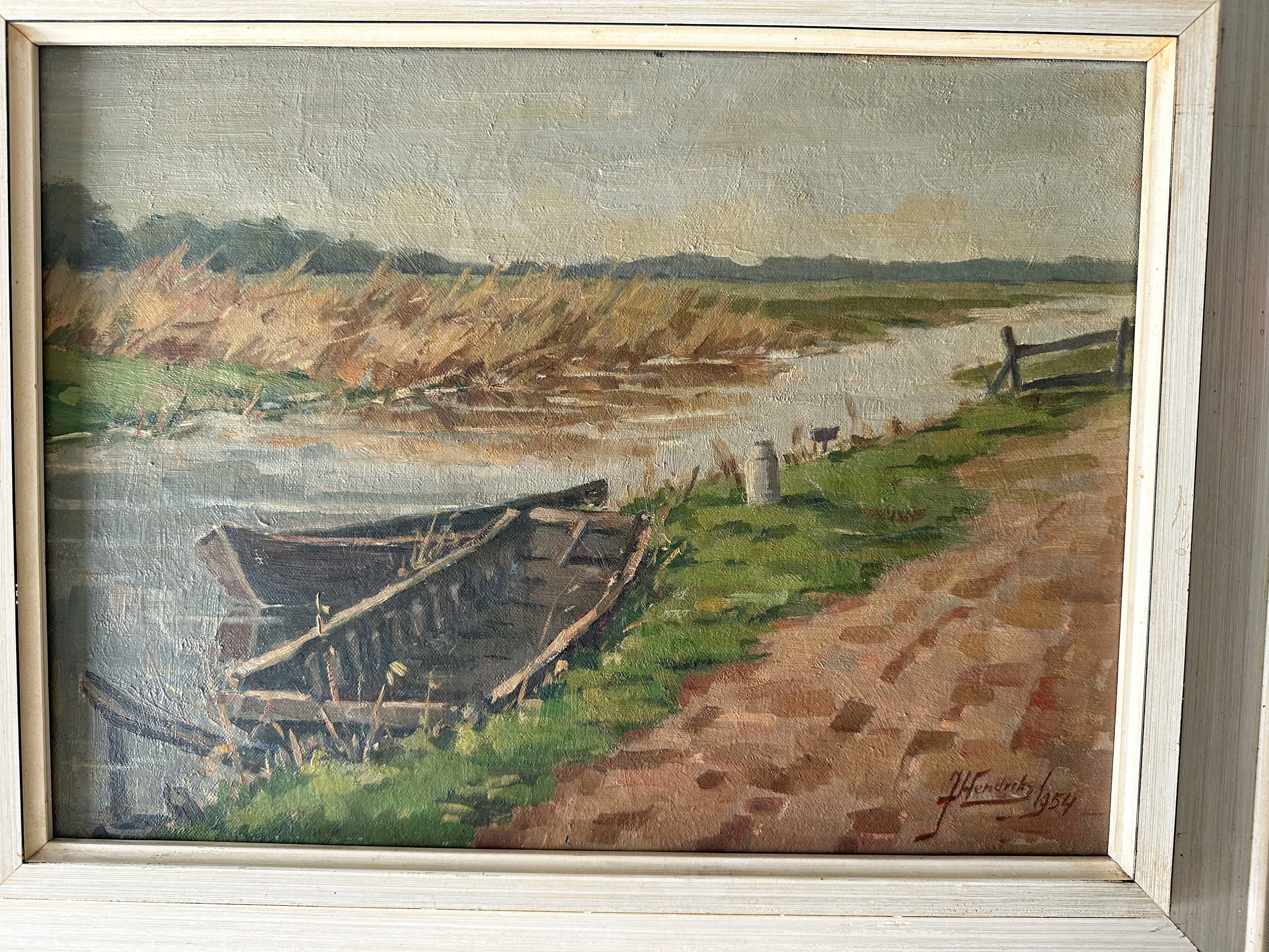 1954年ヴィンテージの田舎風景油絵：農家のコテージの装飾 - Etsy 日本