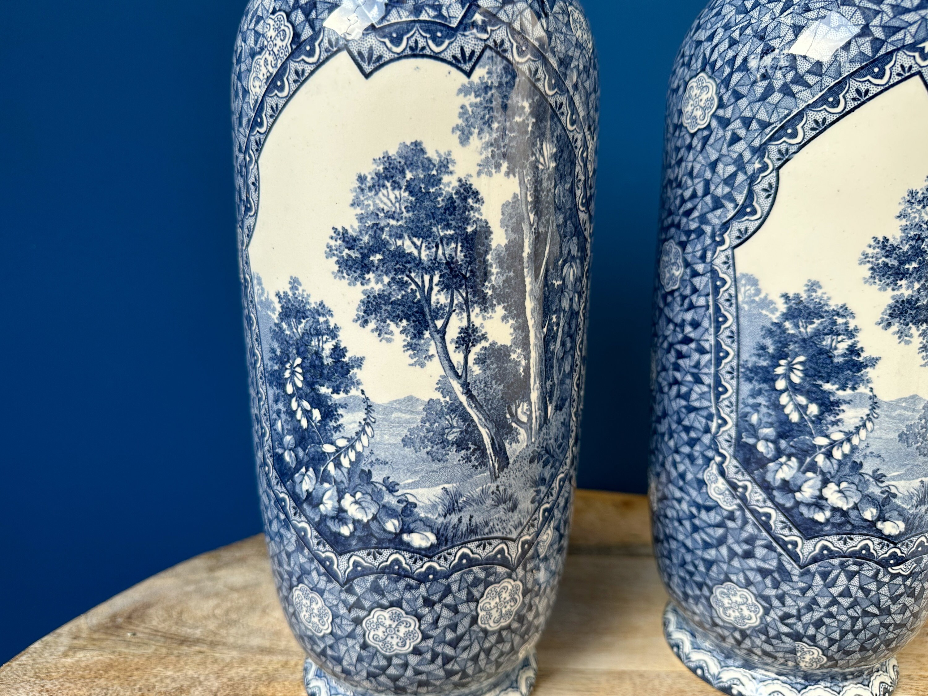 Antique Rare Pair of Villeroy and Boch Vases 12.5 High Etsy