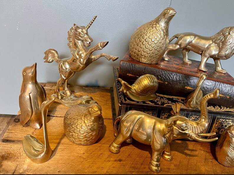 MCM Large Solid Brass Animal Collection Etsy