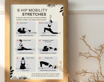 Hip Mobility Stretches Printable - 4 SIZES