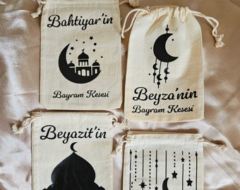 Bayram Kesesi Bayramcantasi Bayramkindertasche Baumwollsäckchen personalisierte Tasche Ostersäckchen Ramadan Kindersäckchen