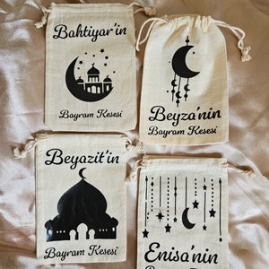 Bayram Kesesi Bayramcantasi Bayramkindertasche Baumwollsäckchen personalisierte Tasche Ostersäckchen Ramadan Kindersäckchen Bild 1