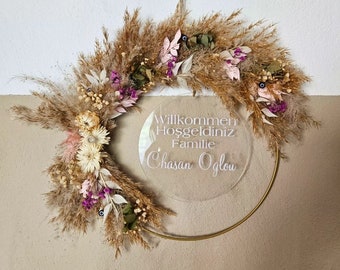 Personalized dried flower wreath house gift wedding gift registry office decoration event decoration door wreath