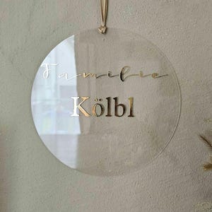 Decorazione personalizzata per la porta | Benvenuto o nome di famiglia | Regalo per l'inaugurazione della casa o per un matrimonio | Testo personalizzato | Decorazione rotonda