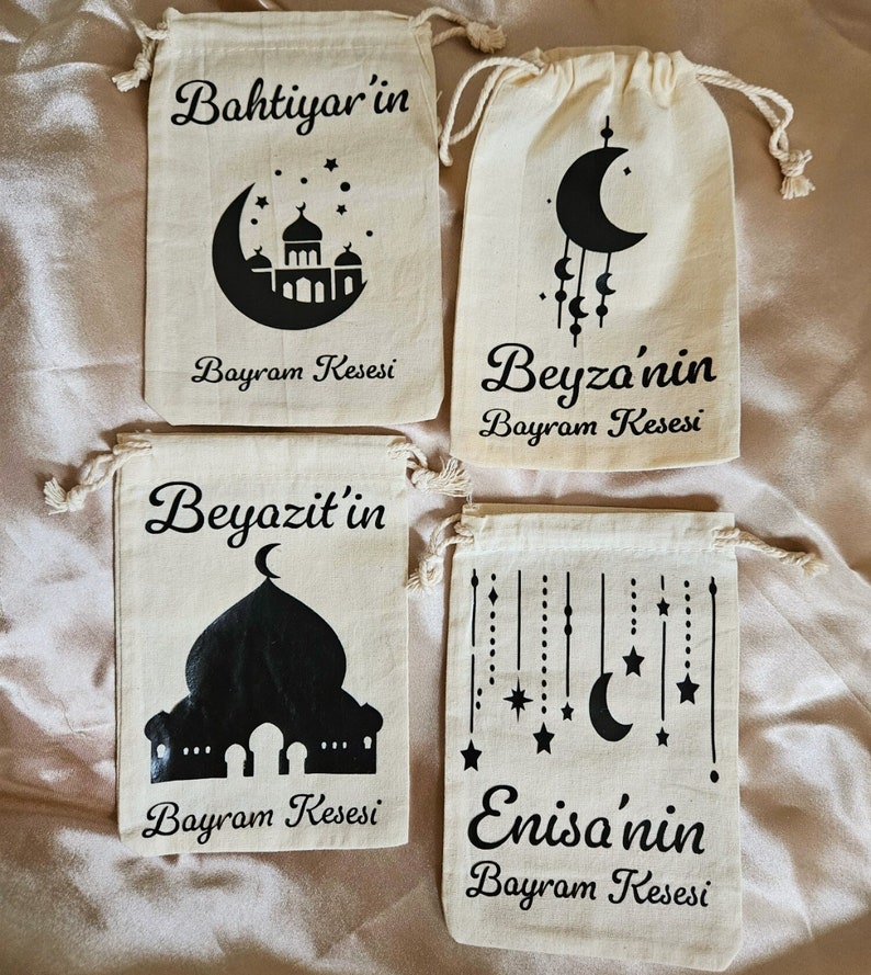 Bayram Kesesi Bayramcantasi Bayramkindertasche Baumwollsäckchen personalisierte Tasche Ostersäckchen Ramadan Kindersäckchen Bild 1