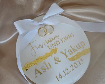 Ringplatte Ringkissen Standesamt Hochzeit Verlobung Trauringe Plexischeibe personalisiert Acrylscheibe Trauringe Ringscheibe Ringträger