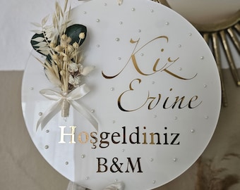 Decorazione per il ritiro della sposa | kiz evine hosgeldiniz Kapisüsü | Decorazione per la porta | Decorazione per l'Istem | Decorazione per il fidanzamento | Personalizzabile