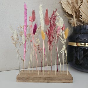 Wooden flower bar | Dried flower holder with holes | DIY flower bar | Handmade decoration for you to design | boho pink white cream