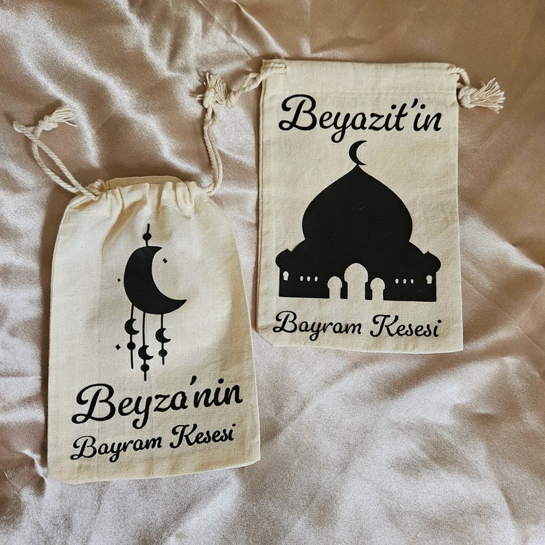 Bayram Kesesi Bayramcantasi Bayramkindertasche Baumwollsäckchen personalisierte Tasche Ostersäckchen Ramadan Kindersäckchen Bild 2
