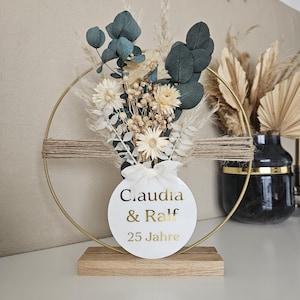 Complete dried flower wreath | Cash gift | Beige Boho | Metal ring decoration | Flower hoop with base | Wedding gift | Eucalyptus wreath | Birthday