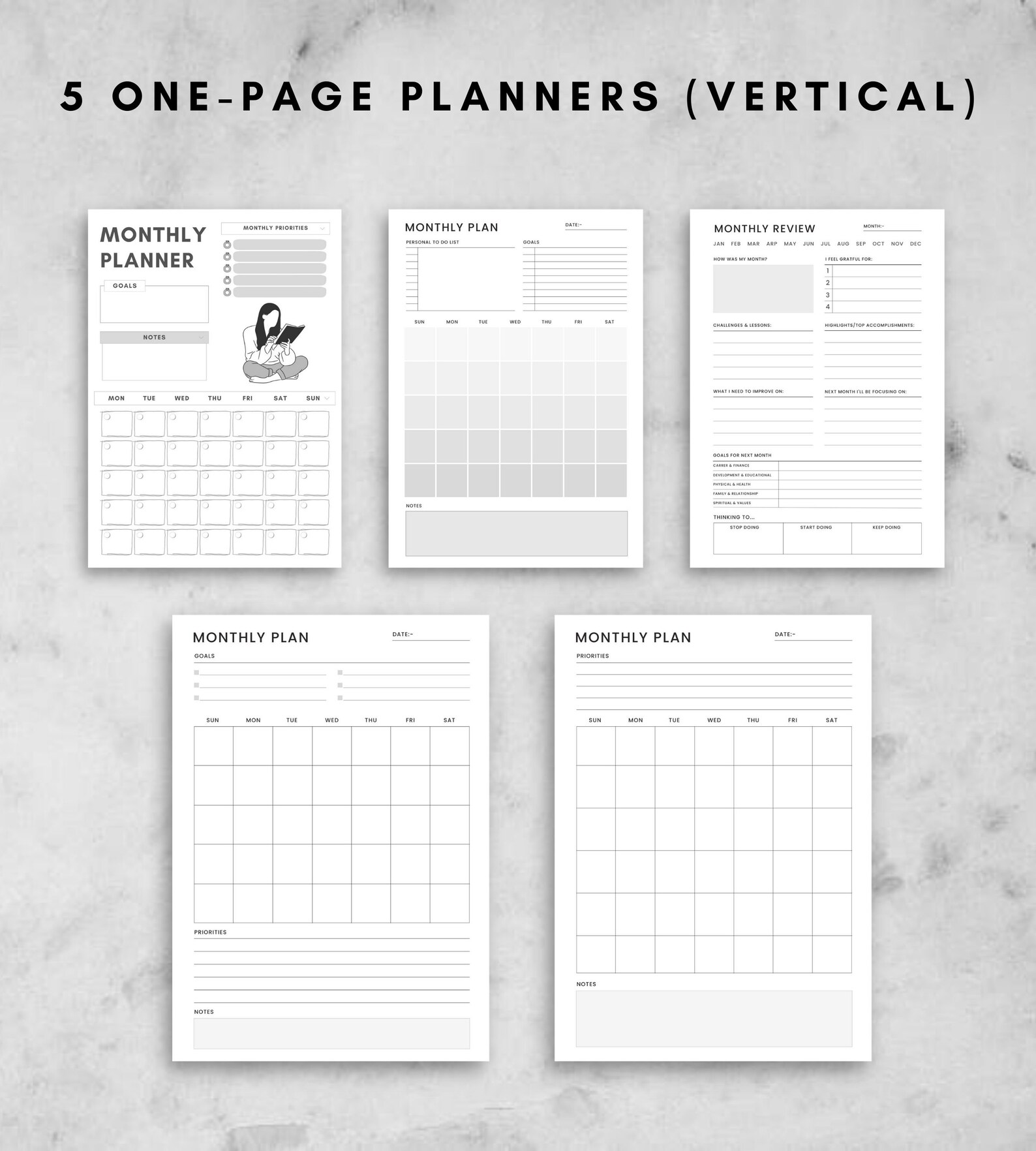 Monthly Planner Inserts Bundle Printable A4/A5/US Letter Etsy