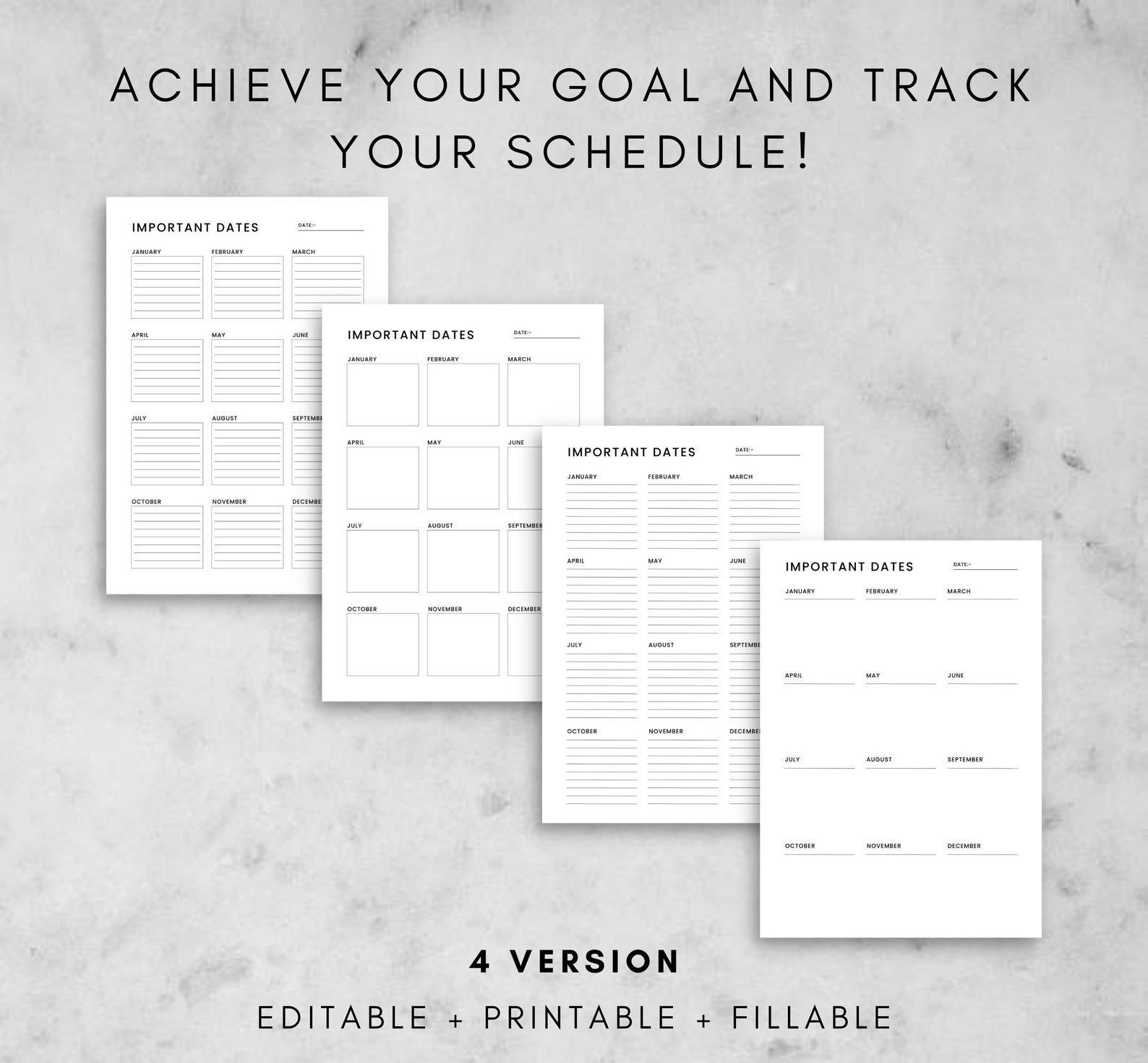 Yearly Important Dates Printable Birthdays Anniversaries - Etsy