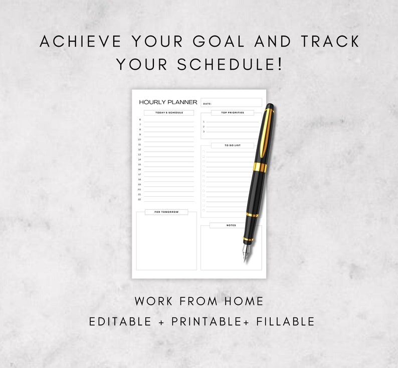 Fillable Hourly Planner Printable Daily to Do List Etsy