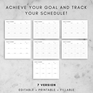 Yearly Overview Printable Landscape Yearly Planner Year at a - Etsy
