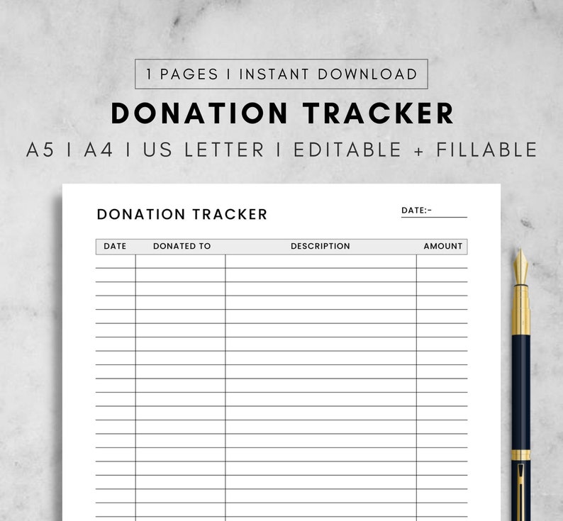 Donation Tracker Printable Tithe Tracker Giving Log - Etsy
