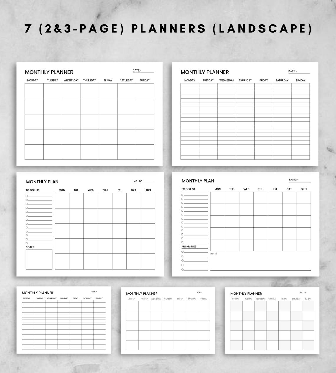 Monthly Planner Inserts Bundle Printable A4/A5/US Letter Etsy