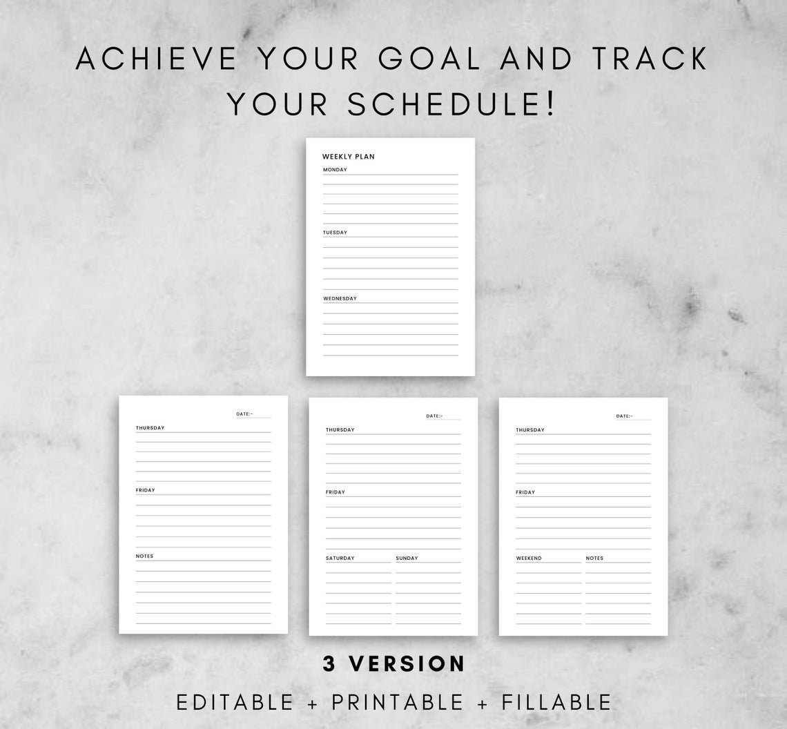 Week on 2 Pages Week at a Glance Weekly Schedule Weekly Etsy
