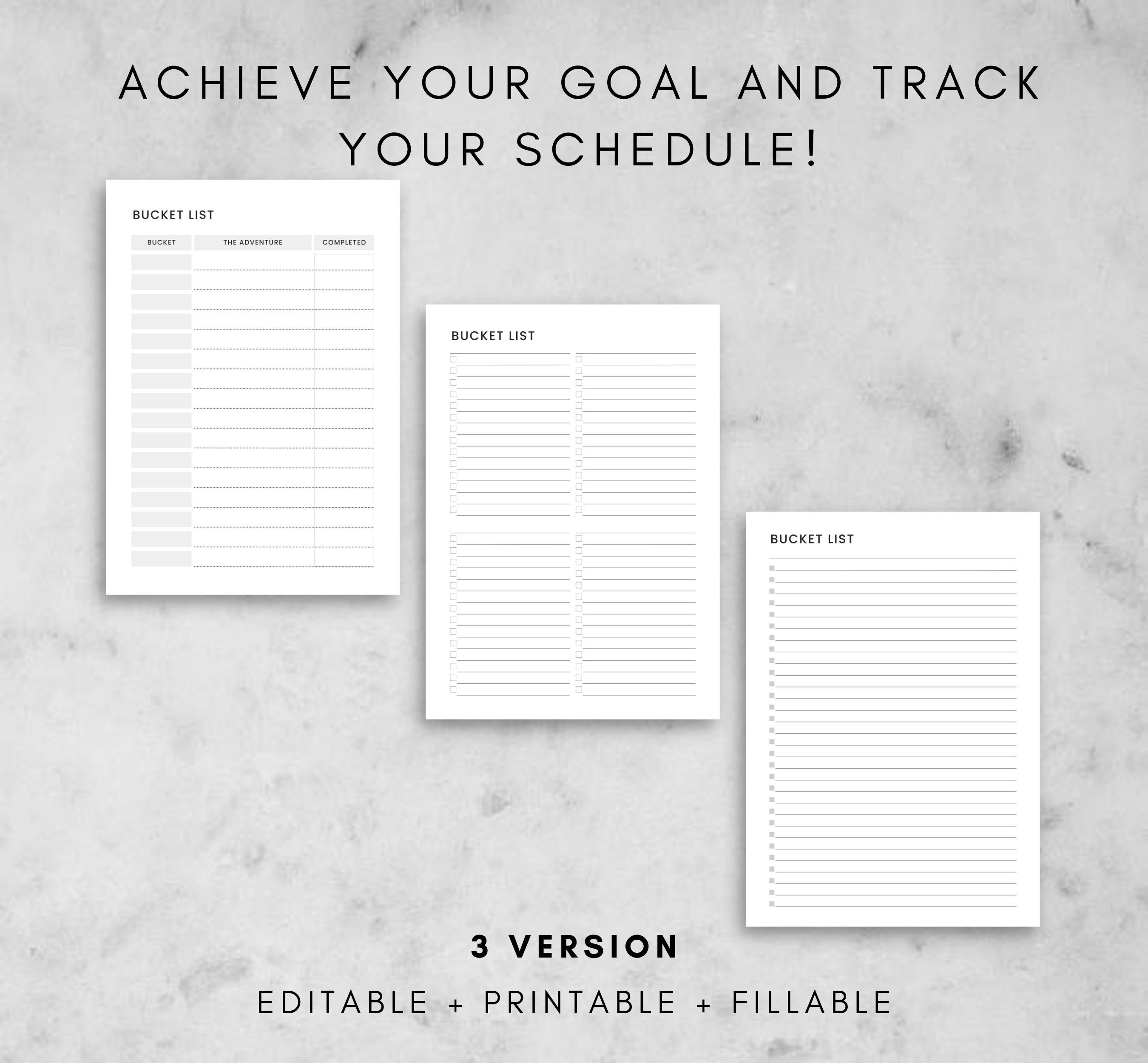Bucket List Life Goals Planner to Do List Plan Productivity Etsy