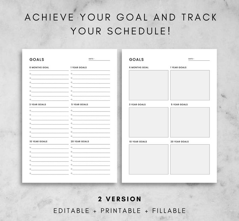 Goal Planner Printable Goal Setting Planner Daily Tasks Etsy