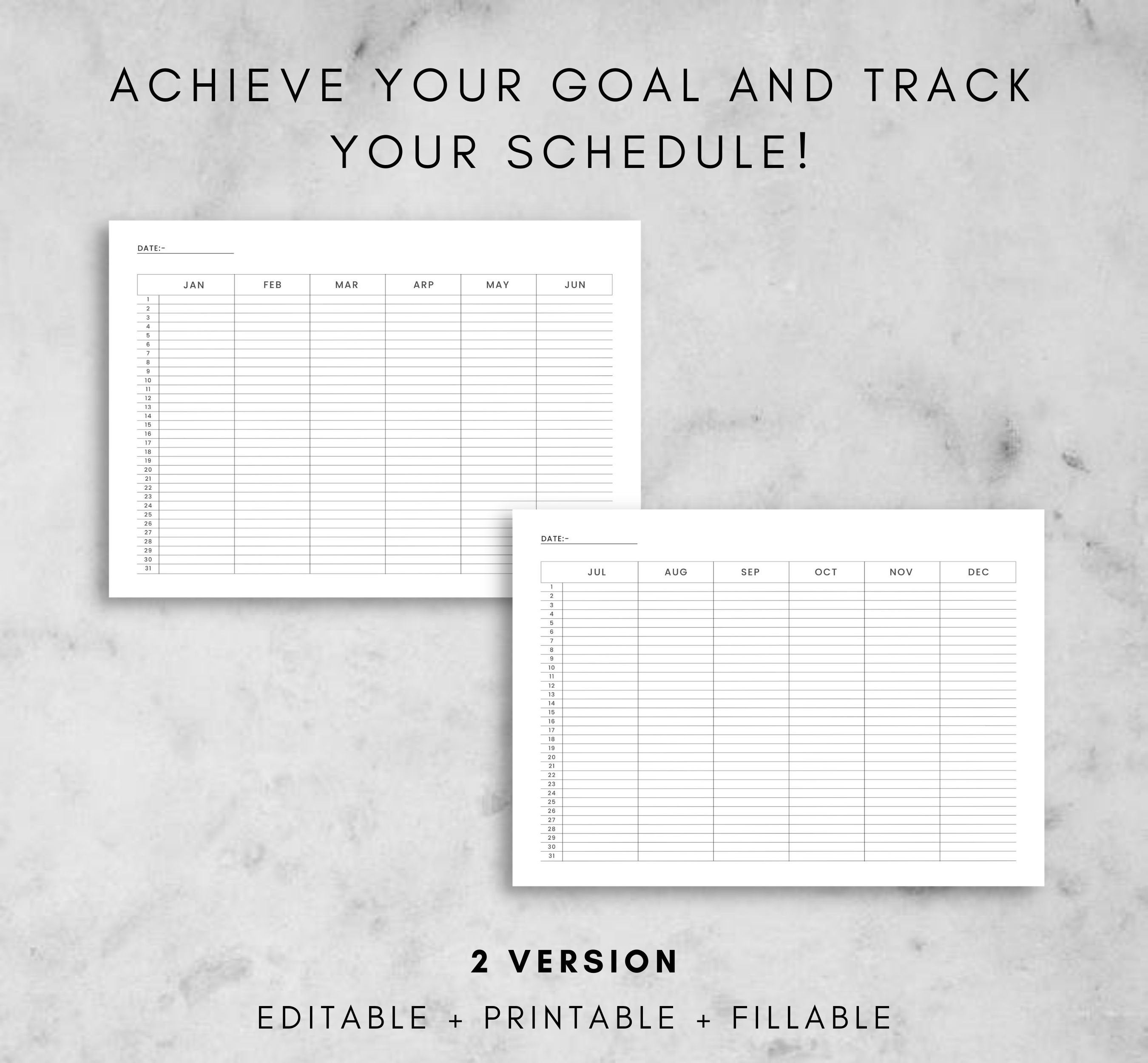 Half Year Calendar Printable Undated Calendar On 2 Pages Etsy half-year-calendar-printable-undated-calendar-on-2-pages-etsy