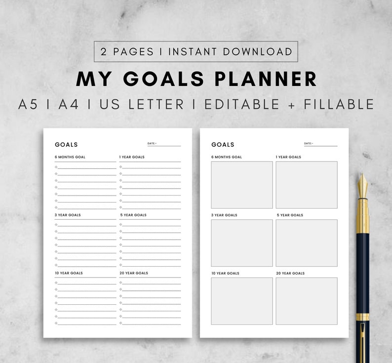 Goal Planner Printable Goal Setting Planner Daily Tasks Etsy