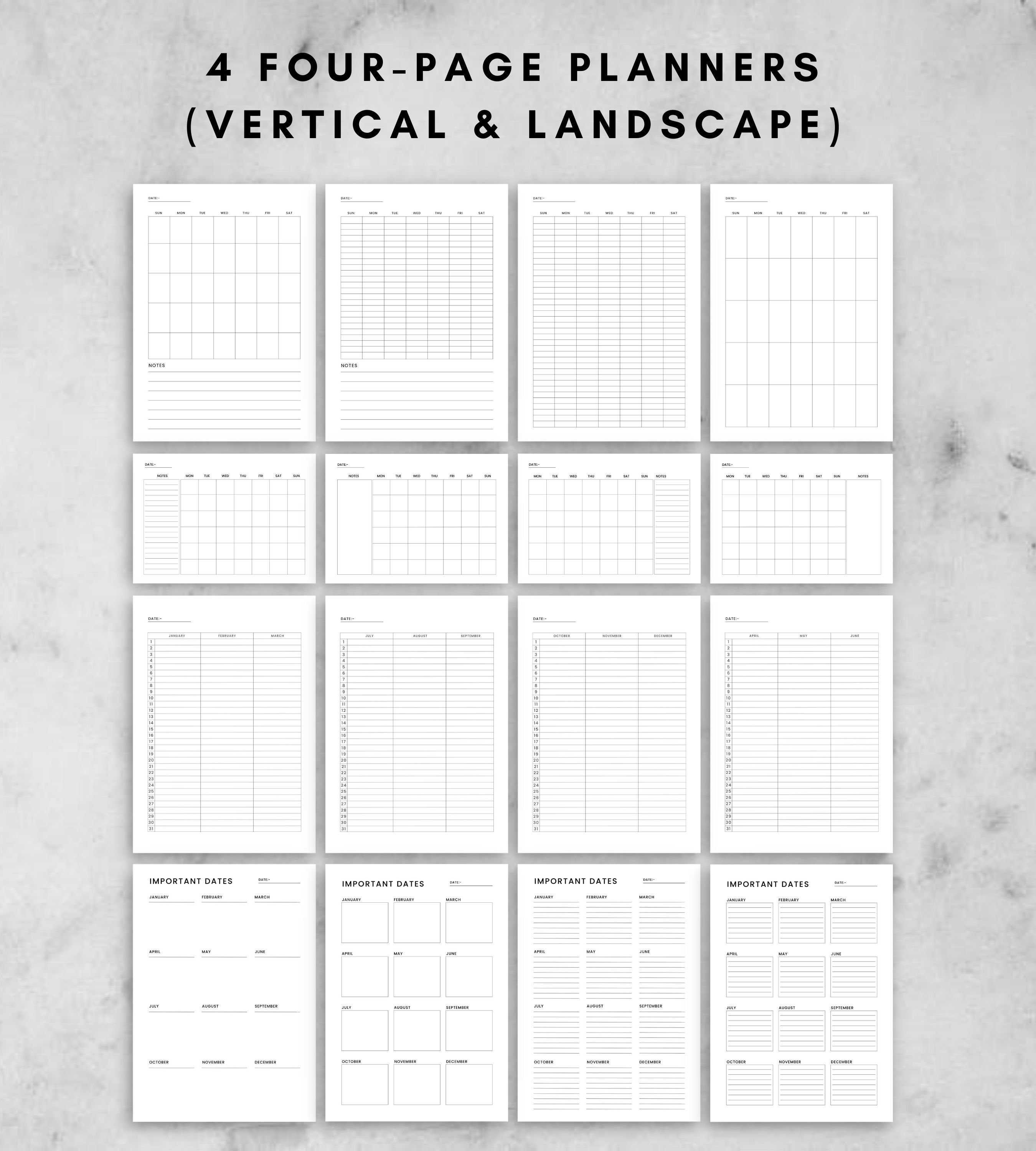 blank-calendar-inserts-bundle-printable-half-year-calendar-etsy