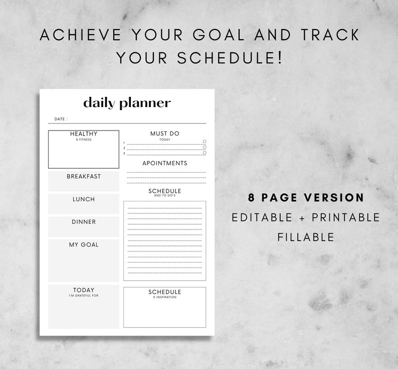 Daily Planner Printable Productivity Planner Daily to Do Etsy