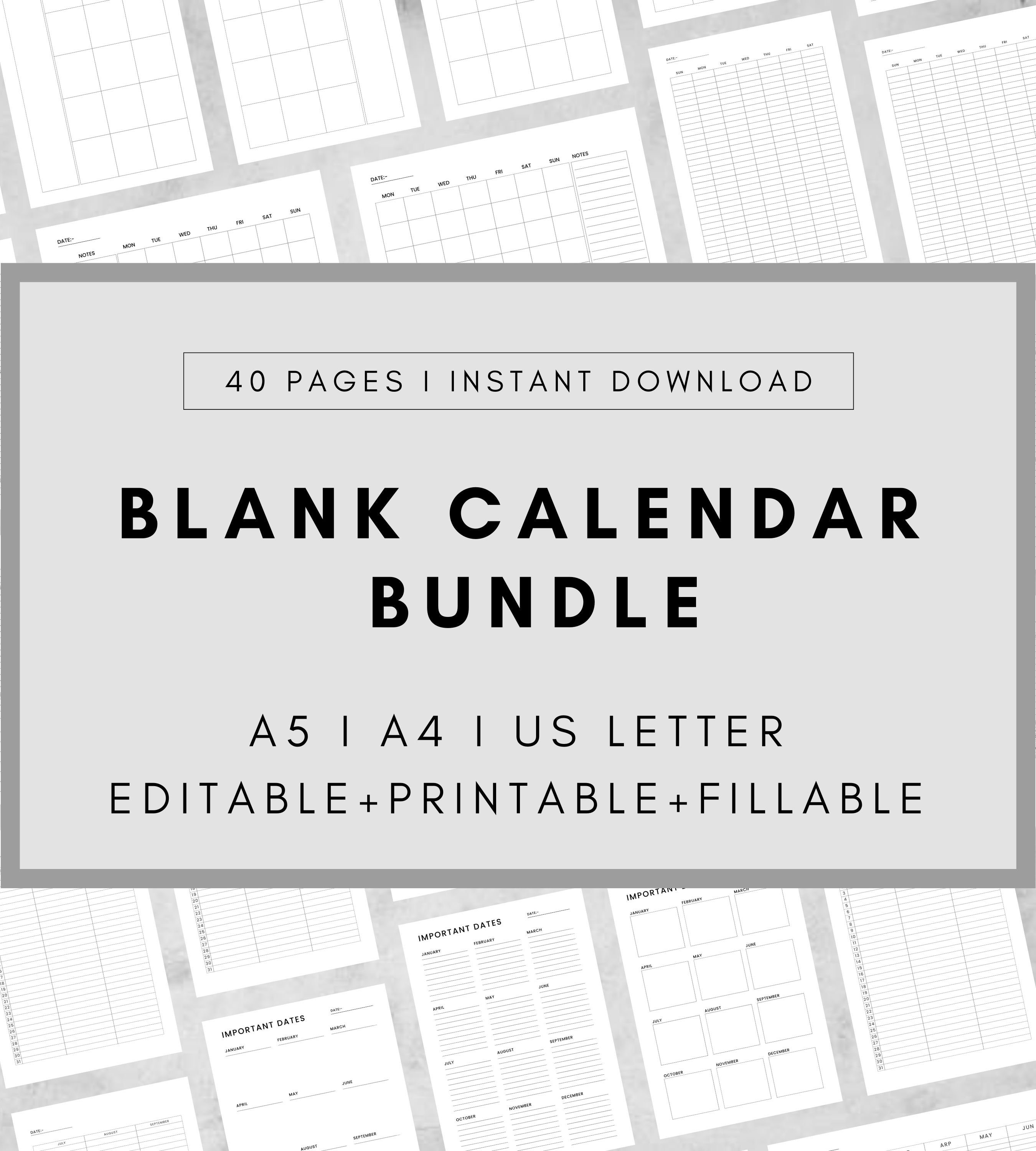 blank-calendar-inserts-bundle-printable-half-year-calendar-etsy