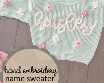 DIY Kids Hand Embroidered Name Sweater Kit, Learn to Embroider, DIY Embroidery, Girls Boys Baby Toddler Cotton Sweater, Unique Gifts