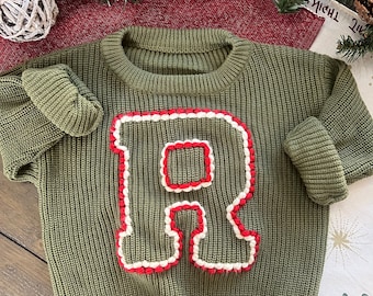 Adult Hand Embroidered Varsity Initial Sweater, Men Women Collegiate Sweater, Sports Sweater, Custom Unisex Sweater, Unique Gifts, Birthday