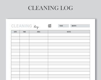Printable Cleaning Log, Cleaning Tracker, Cleaned, House Keeping, Cleaning Template. US | A4 | A5