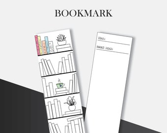 Printable Bookmark, Book Closet, Reading Challenge, Bookmarker Template, Book Tracking. 2x7 inch | 5x8 cm