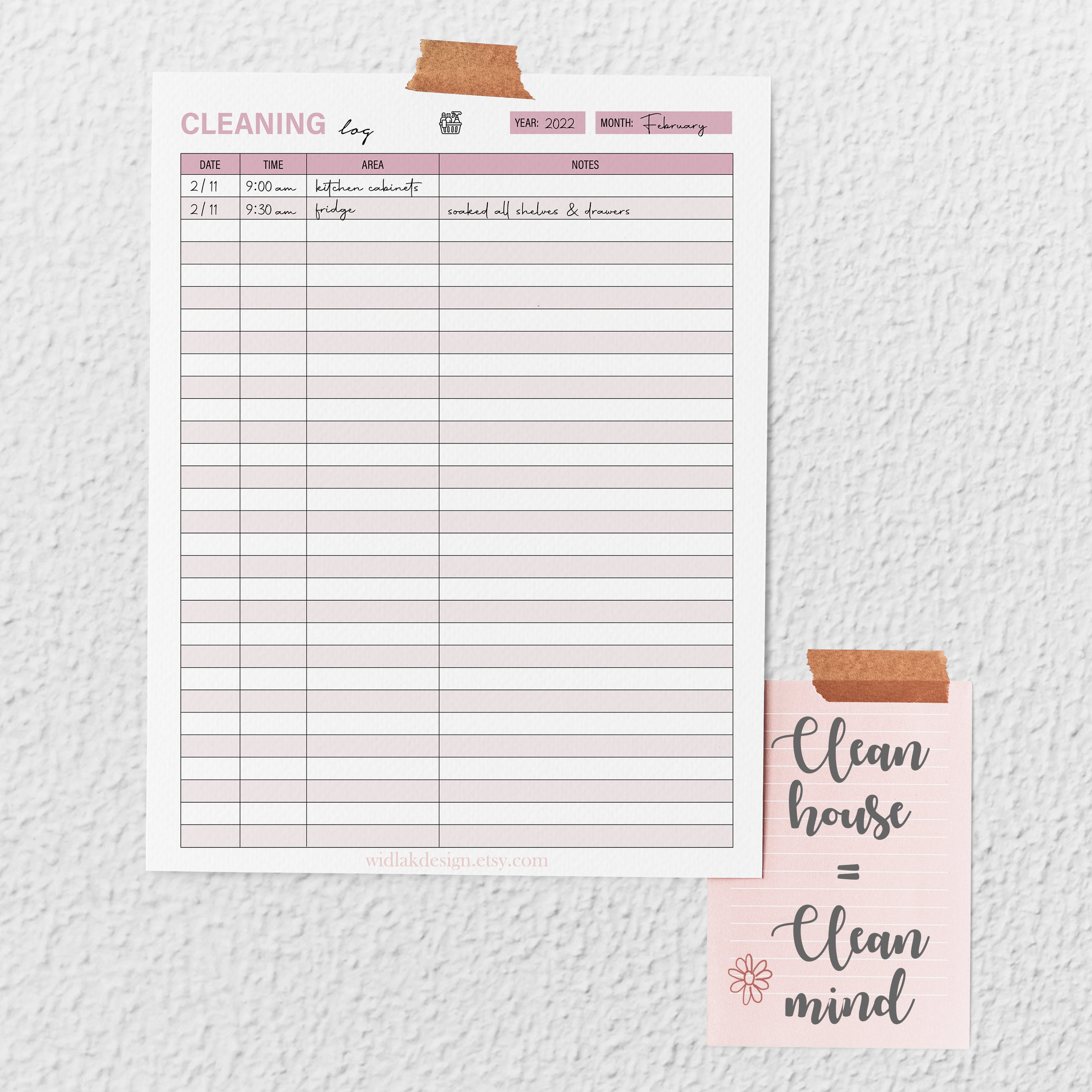 Printable Cleaning Log, Cleaning Tracker, Cleaned, House Keeping Printable Cleaning Log, Cleaning Tracker, Cleaned, House Keeping
