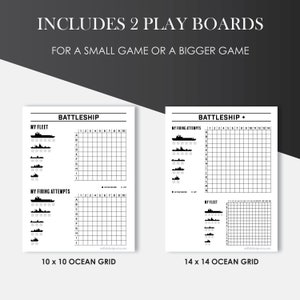 Printable Battleship Game, Small Game, Battleship Board Game, 2 Quick ...