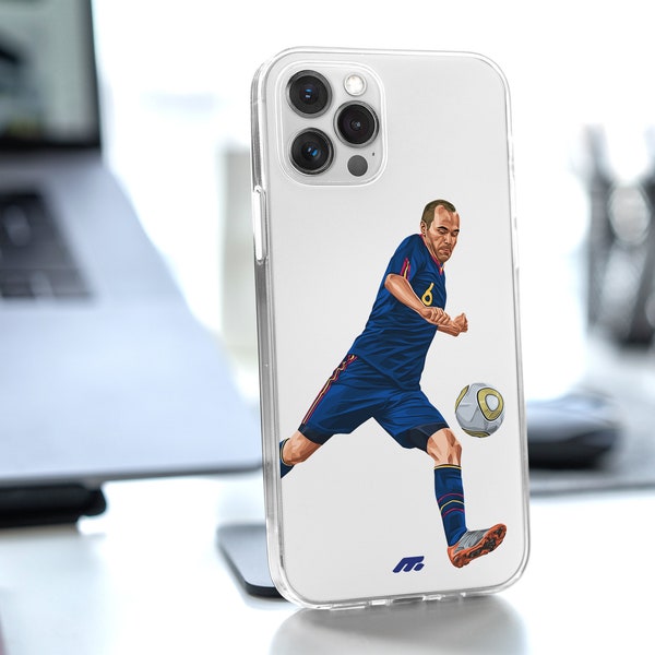 Andres INIESTA phone case Spain for iPhone 15, 14, 13, 12 pro, Samsung S24 S23 Clear customized cover for smartphone. Football gift for fans