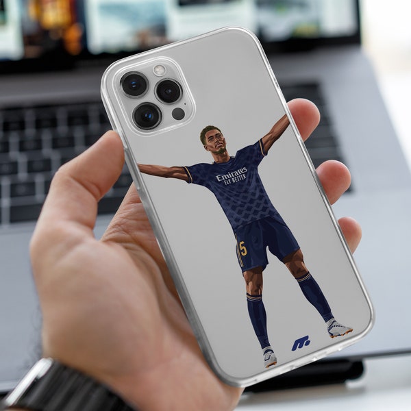 BELLINGHAM funda para teléfono REAL MADRIDpara iPhone 15, 14, 13, 12 pro, Samsung S23 S21 Funda transparente personalizada para smartphone.Regalo de fútbol para aficionados