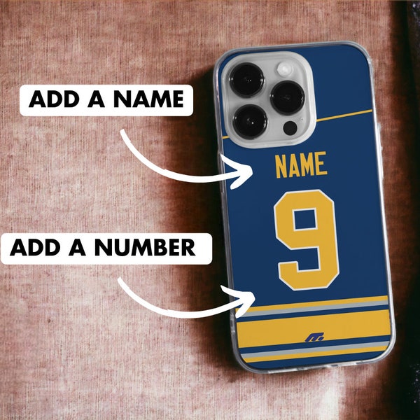 Buffalo Sabres telefoonhoesje op maat voor iPhone en Samsung in siliconen - Voeg je naam en nummer toe - HockeyCase NHL telefoonhoesje