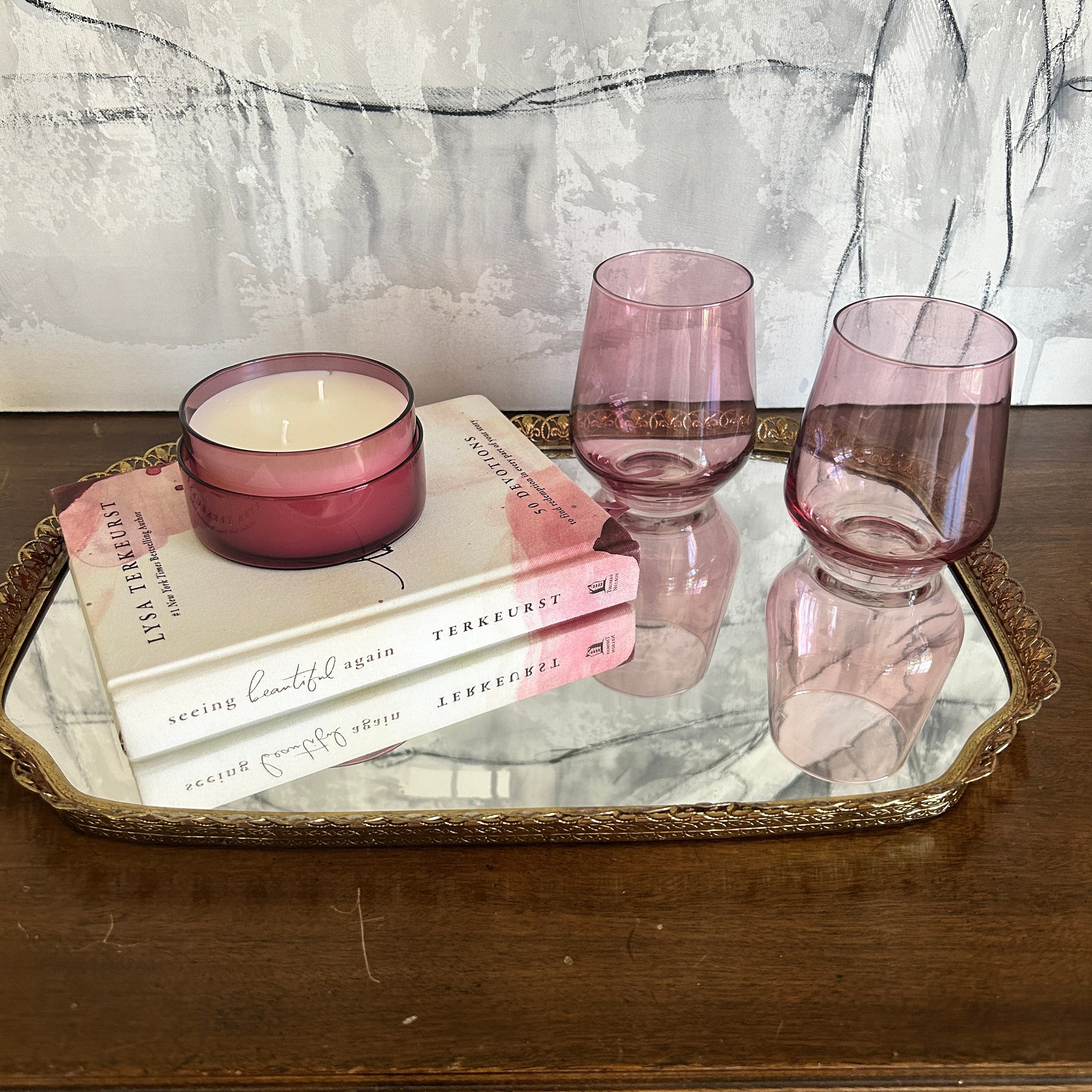 Ornate Mirror Tray Gold Mirror Tray Vintage Filagree Tray Ornate Gold