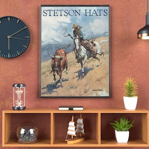 Vintage Cowboy Wall Art | Vintage Stetson Hats Poster | Vintage Southwest Wall Art | Perfect Gift For Him