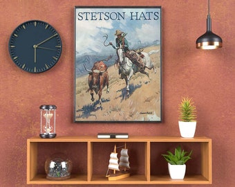 Vintage Cowboy Wall Art | Vintage Stetson Hats Poster | Vintage Southwest Wall Art | Perfect Gift For Him